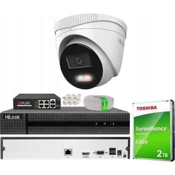 Bezpečnostní kamera Sada s 4MPx kopulovitou kamerou IPC-T240HA-LUC Hikvision Hybrid Light PoE