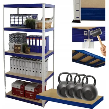 Dílenský regál Kovový regál, skladový regál do garáže HELIOS HWN 213x110x35, 5 polic, nosnost 400 kg na polici