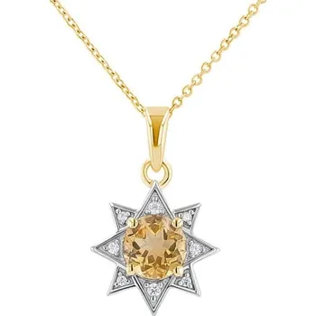 Přívěsek Stříbrný přívěsek s citrínem a zirkony ve tvaru hvězdy Bohemia