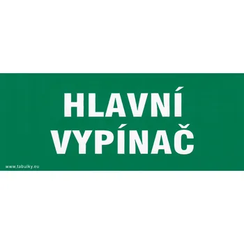 Značení Hlavní vypínač (plastová tabulka 210x87 mm)