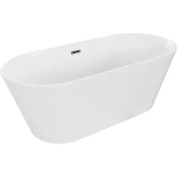 Vana Mexen Flavia, volně stojící vana 150 x 75 cm, bílá, broušený grafit přepad, 54031507500-95