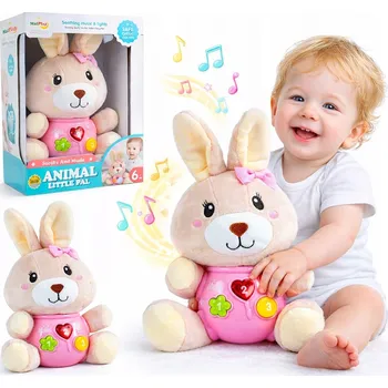 plyšák INTERAKTIVNÍ HUDEBNÍ KRÁLÍČEK PLYŠOVÝ MAZLÍČEK PŘÍTULNÍČEK USPAVADLO světlo zvuk E-EDU