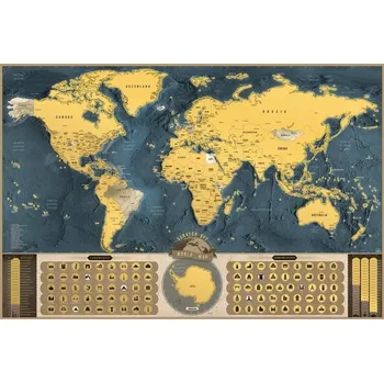 Obraz Plakát Stírací mapa světa – edice Coffee XL – zlatá bez rámu 90 x 60 cm