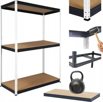 Dílenský regál Kovový regál do garáže a skladu HELIOS 106x100x60cm, 3 police, nosnost 175kg/police