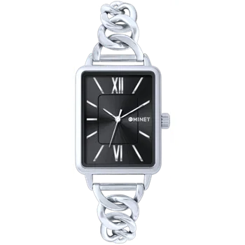 Hodinky MINET Stříbrno-černé dámské hodinky SIENA se stříbrným ocelovým řemínkem MWL5410