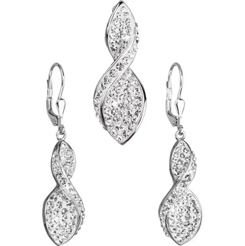 Náušnice Stříbrné souprava s krystaly Swarovski spirála 39179.1