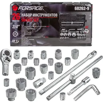 Gola sada Forsage Sada 3/4" 12-hranných hlavic, kufr s 26 kusy