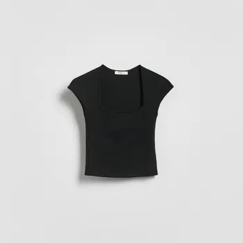 Reserved - Tričko s&nbsp;příměsí viskózy - černý - 088HT-99X - 088HT-99X-S