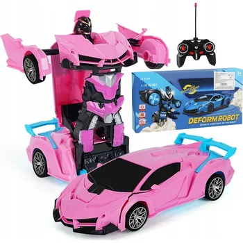 RC model auta Auto Robot 2v1 Auto na dálkové ovládání RC Světlo Zvuk Dálkové ovládání Růžové