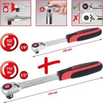 Gola hlavice KS Tools 920.0002 Souprava přepínacích ráčen SlimPOWER, 2dílná, 1/4"+1/2"