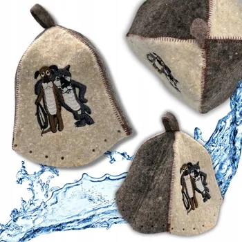 Čepice do sauny – 100% přírodní ovčí vlna, dvoubarevná