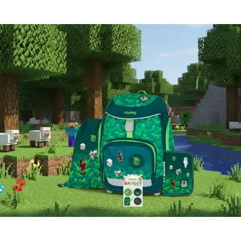 Školní batoh Oxybag Školní set 4ks OXY Sherpy Playworld sada batoh, penál, sáček, placky 0-24826/04