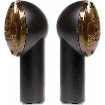 Osvětlení pro motocykl HSM Blinkry na motorku Cat Eye dlouhé černé, závit M10, žárovkové 12V 21W halogenové tmavésklo