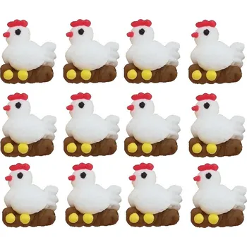 Jedlá dekorace na dort Fagoš Cukrové ozdoby Slepička bílá 12 ks