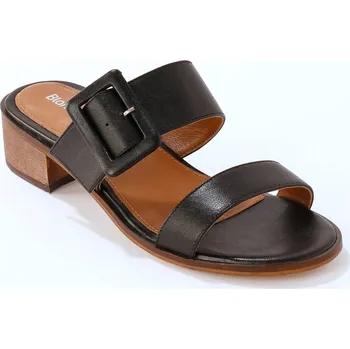 Dámské pantofle Kožené pantofle na podpatku černá 36