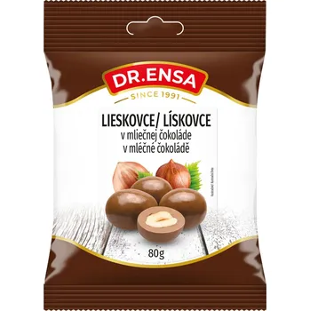 Dr.Ensa Lísková jádra v mléčné čokoládě 80g (Kartonové balení : 15 ks)