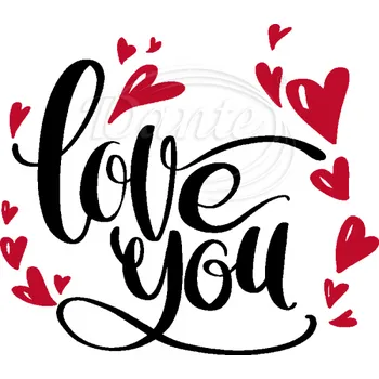 Textilní nažehlovací páska Dante Nažehlovačka Love you - 6 x 6 cm