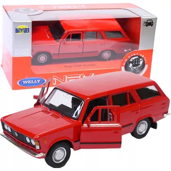 autíčko WELLY FIAT 125P KOMBI ČERVENÝ 1:34 LEGENDY PRL NOVÝ KOVOVÝ MODEL 43853