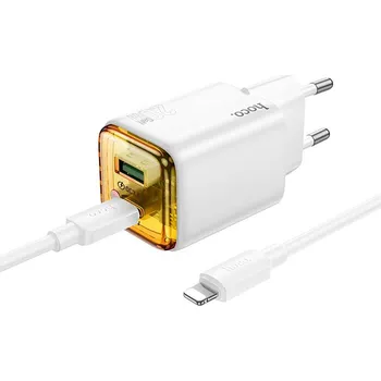 Hoco N52 nabíječka do sítě s výstupem USB-C + USB-A / 20W / kabel USB-C / Apple / bílá