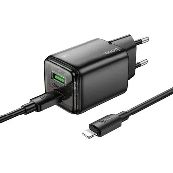 Hoco N52 nabíječka do sítě s výstupem USB-C + USB-A / 20W / kabel USB-C / Apple / černá