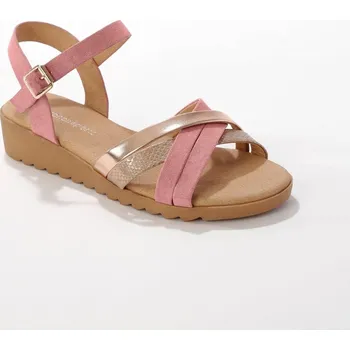 Dámské sandále Páskové sandály na klínové podrážce béžová/růžová 40