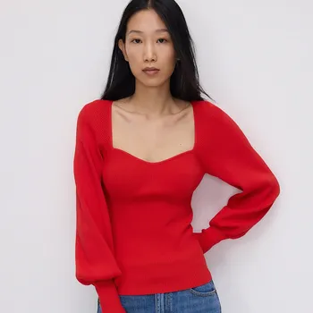 Dámský svetr Reserved - Svetr s nabíranými rukávy - červená - ZR693-33X - ZR693-33X-L