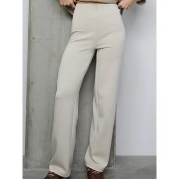 Dámské kalhoty Sinsay - Kalhoty wide leg z úpletu scuba - béžová - 705GZ-02M - 705GZ-02M-XL