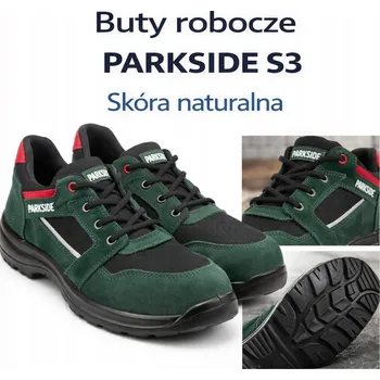 Pracovní obuv PARKSIDE Pánské kožené pracovní boty S3, velikost 46, zeleno-černé