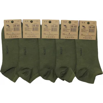 Pánské ponožky 5 párů BAVLNĚNÝCH KOTNÍKOVÉ PONOŽKY , POLSKÝ , Vel 38-40, BARVA ZELENÁ KHAKI