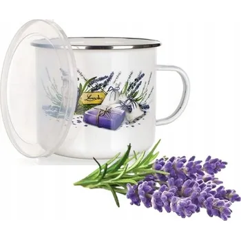 HRNEC smaltovaný hrnek 1,4 l levandule s pokličkou na vaření mléka a jídla