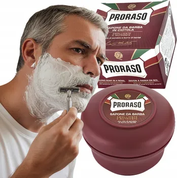 Mýdlo na holení PRORASO Řada Červená RED Santalové dřevo Mýdlo v kelímku 150 Ml