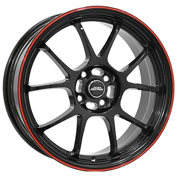 Alu kolo Alu kola INTER ACTION PHOENIX, 17x7 4x100 ET40, černá lesklá s červenou linkou