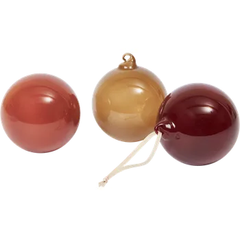 Vánoční dekorace Ferm Living, Baňky Ferm Living L, zlatá, červená a bordó, 3 ks - Formadore