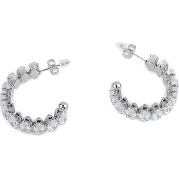Náušnice Náušnice kruhy z nerezové oceli s broušenými kamínky - stříbrná crystal