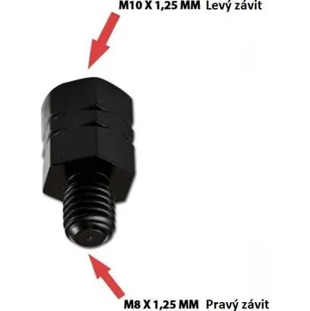 Zrcátko pro motocykl HSM Redukce na zrcátka na motorku, černá, M10 levý => M8 pravý