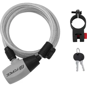Příslušenství pro cyklistiku FORCE zámek F RON spirálový s držákem 185cm/8mm, čirý