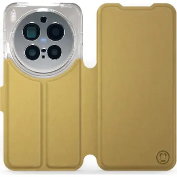 Pouzdro na mobilní telefon Flipové pouzdro Mobiwear - Vivo X300 Pro - Zlatavé a oranžové (Knížkové flip pouzdro, obal, kryt na mobil Vivo X300 Pro - Zlatavé a oranžové, materiál Umělá kůže + TPU - ochrana 360°, stojánek, silikonová vanička, magnetické zavírání)