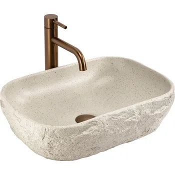 Umyvadlo Umyvadlo na desku z kompozitního kamene REA BIANKA, béžové