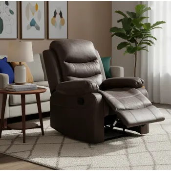 Křeslo Relaxační polohovací TV křeslo HAVEN látka hnědá