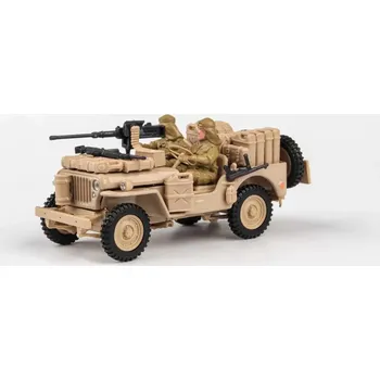Hračka Abrex Cararama 1:43 - 1/4 Ton Military Vehicle With Gun - Sandy Yellow