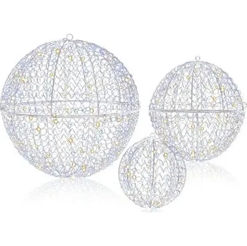 Dekorativní svítidlo Sada 3 dekorativních LED koulí CM25114DE, vánoční dekorace - N COSTWAY