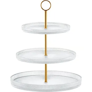 Podnos tříúrovňová 29 cm Curly zlatá AMBITION