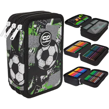 Penál CoolPack Školní penál tříkomorový s vybavením Let's Gol pro chlapce