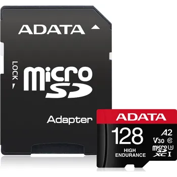 Paměťová karta Adata High Endurance/Micro SD/128GB/UHS-I U3 / Class 10/+ Adaptér