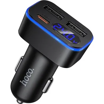 Hoco Z63A nabíječka do auta 2x USB-A + 1x USB-C / LED displej / 42W / PD, QC 3.0, FCP, AFC