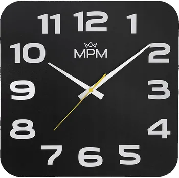 Hodiny ČTVERCOVÉ DŘEVĚNÉ ČITELNÉ ČERNÉ HODINY NA ZEĎ MPM E07M.4260.9000 33 cm
