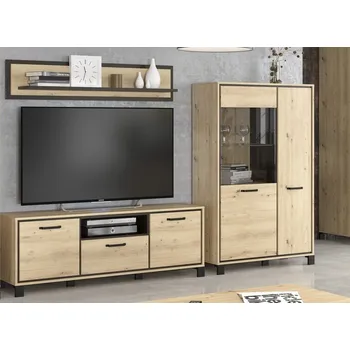 Obývací stěna Obývací sestava SET2 BUCKET (vitrína, TV stolek, police) dub artisan/wenge