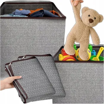 KOŠ NA PRÁDLO HRAČKY SKLÁDACÍ LÁTKOVÝ PŘENOSNÝ ZAPÍNACÍ 2x 80 litrů