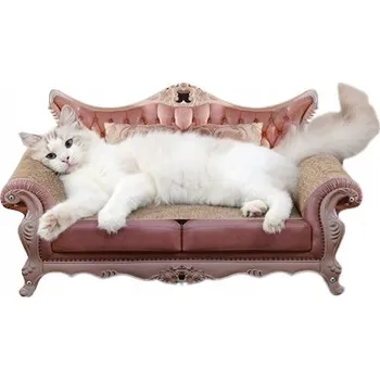 Nízké škrabadlo z kartonu růžové do 60 cm pro koťata a kočky velkých plemen