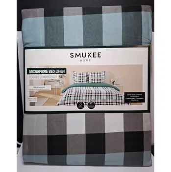 Povlečení Sada povlečení Povlečení z mikrovlákna Smukee 220 x 200 Kostkovaný vzor, hladké ZELEŇ